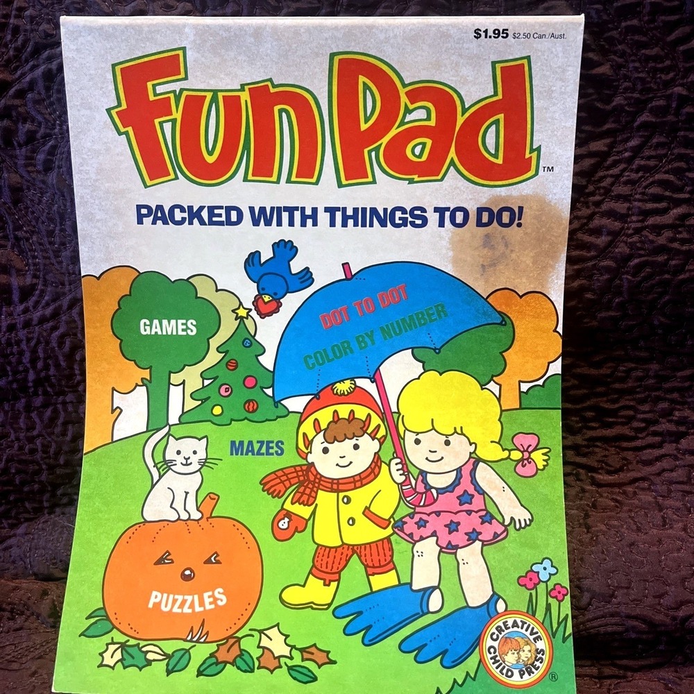 Vintage Fun Pad Dot‎ To Dot Coloring Activity Book Mazes Games Puzzles 1989 New